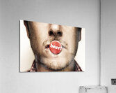 Face Of A Man With Beer Badge Acrylic Print