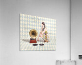 Pin up gramophone girl Acrylic Print