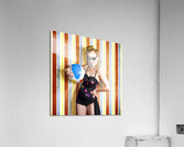 Vintage Beach Babe On Retro Background Acrylic Print