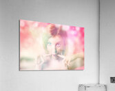 Blushing pinup girl in haze of makeup hues Acrylic Print