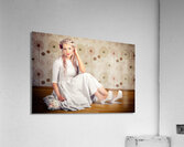 Portrait Of Blonde Girl With Classic Fashion Style Acrylic Print