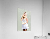 1960s hot gossip woman with retro telephone Acrylic Print