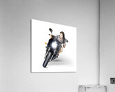 Woman Riding Motorbike At Speed Acrylic Print