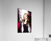 Female performer behind the stage curtain light Acrylic Print