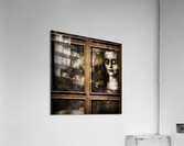 Scary murderer standing by the window with handgun Acrylic Print