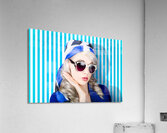Beautiful retro pinup girl in scarf and sunglasses Acrylic Print