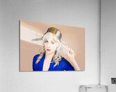 Funny pin up housewife saluting for cooking duties Acrylic Print