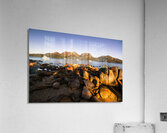 Golden rocky beachfront Acrylic Print