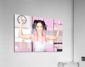 Funny cleaning pinup woman with clean strength Acrylic Print