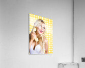 Retro phone beauty with glamour hair and makeup Acrylic Print