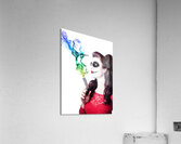 Sugar skull girl blowing on smoking gun Acrylic Print