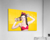 Cute pinup skater girl in punk glam fashion Acrylic Print
