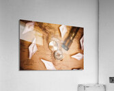 Explorer desk with compass map and spyglass Acrylic Print