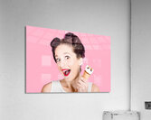 Funny pinup girl with ice cream in isolated studio Acrylic Print