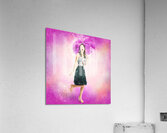 Pin-up girl in rain downfall. Hop skip and jump Acrylic Print