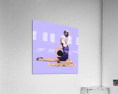 Pin-up woman balancing sound with record music Acrylic Print