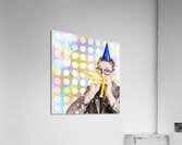 Amusement man in party hat celebrating a birthday bash Acrylic Print
