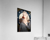 Military pin up woman taking airplane pilot oath Acrylic Print