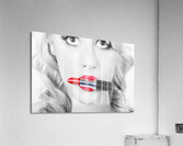 Make-up closeup. Cosmetic pinup girl in lip makeup Acrylic Print