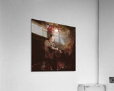 Scary horror man slinging bloody chainsaw in dark Acrylic Print