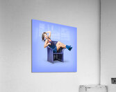 Full-length portrait. Lovely woman in denim dress Acrylic Print