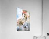 Scary horror zombie licking human hand at window Acrylic Print