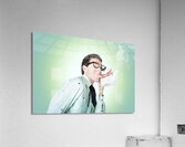 Sensual dorky man preparing for coffee love Acrylic Print