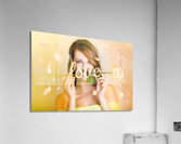 Young beautiful woman expressing feelings of love Acrylic Print