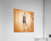 Cute retro pinup girl in time warp Acrylic Print