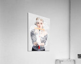 Young woman washing empty copy space windows Acrylic Print