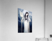 Spooky witch gravedigger with spade in graveyard Acrylic Print