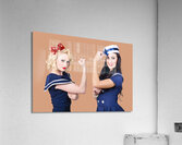 Pin-up sailor girls showing physical strength Acrylic Print