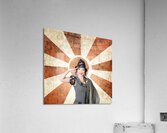 Airplane pilot saluting on grunge background Acrylic Print