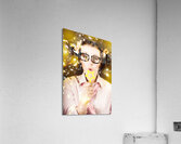 Female Nerd Blowing Bubbles Of Business Success Acrylic Print