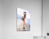 Creative summer fashion. Woman in floral dress Acrylic Print