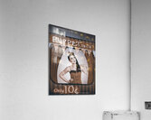 Vintage pinup girl inside a puppet show booth Acrylic Print
