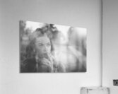 Film noir lady smoking cigarette on vintage street Acrylic Print