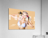 Woman holding skateboard Acrylic Print