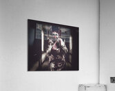 Creepy medical clown in grunge hospital hallway Acrylic Print