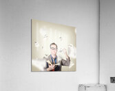 Businessman revising strategy in choice for change Acrylic Print