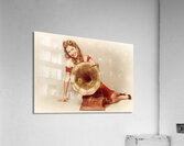 60s pin up girl with vintage record phonograph Acrylic Print
