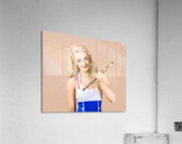 Sightseeing voyage pin-up girl with telescope Acrylic Print