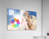 Makeup beauty girl blowing hair colors palette Acrylic Print