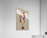 American army pinup girl. Stars and stripes salute Acrylic Print