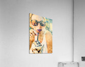 Cute retro girl drinking milkshake Acrylic Print