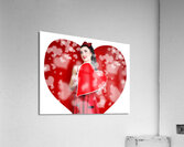Beautiful woman holding blank love heart sign Acrylic Print