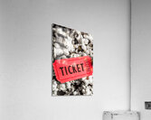 Event ticket lying on pile of popcorn Acrylic Print