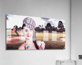 Portrait of a smiling retro female golfer Acrylic Print