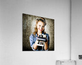 Smiling Young Vintage Girl Taking Polaroid Photo Acrylic Print