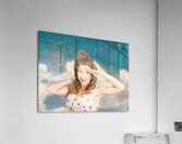 Pretty vintage female pin up pilot. Travel ready Acrylic Print